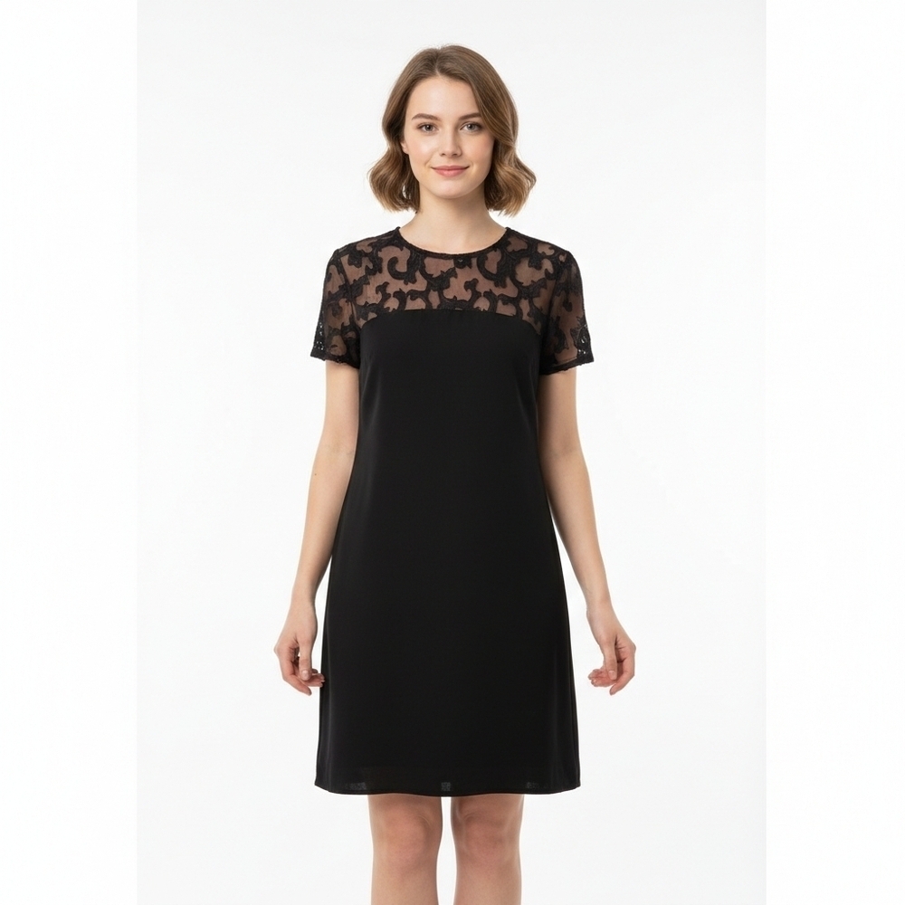Vintage Jeffrey & Dara Evenings Black Lace Cocktail Dress Petite Size 4P